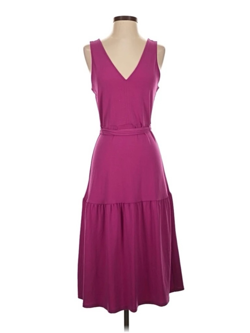 Banana Republic Sleeveless V-Neck Midi Dress in Magenta